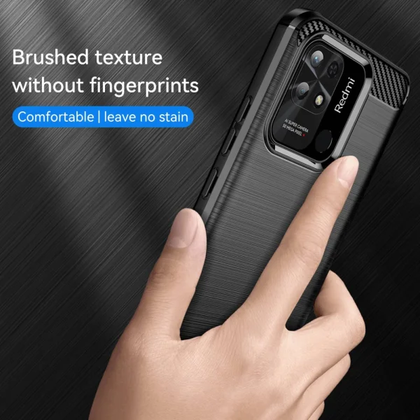Carbon Silicone Case for Xiaomi Redmi 10C, Black 4