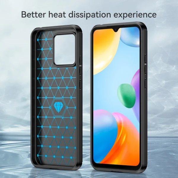 Carbon Silicone Case for Xiaomi Redmi 10C, Black 5