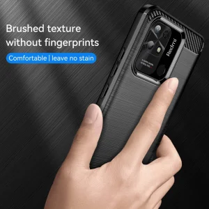 Carbon Silicone Case for Xiaomi Redmi 10C, Black 4