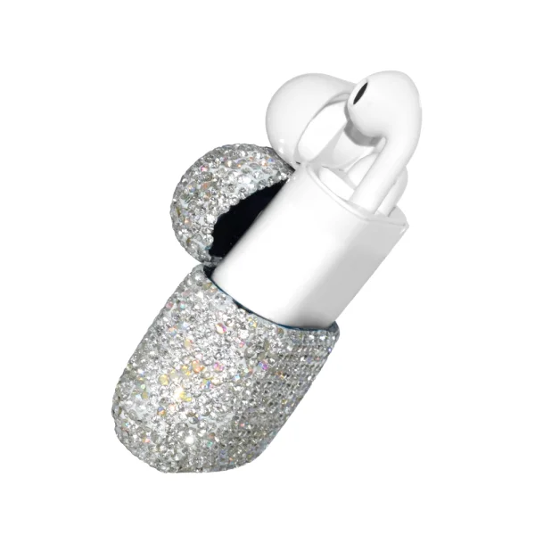 Plastic Case Diamonds for Airpods with buckle, Silver 2