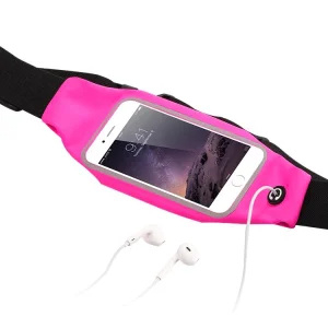 Sports waist pouch with window for iPhone 6 Plus, Pink