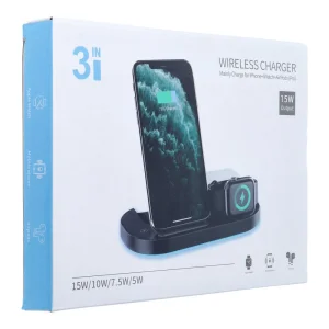 Безжично зарядно Qi 3в1 15W GY-Z6S, Бял 3