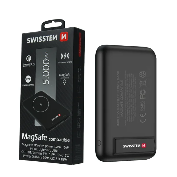 Универсална външна батерия SWISSTEN, FOR IPHONE 12, 12 PRO, 12 PRO MAX, 13, 13 MINI, 13 PRO MAX, 5000mAh, Черен 1