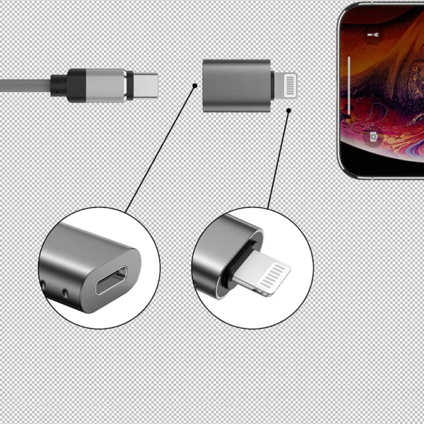 Преходник SWISSTEN, Lightning (M) към USB-C (F), черен 3