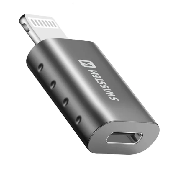 Преходник SWISSTEN, Lightning (M) към USB-C (F), черен 1