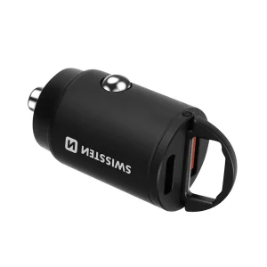 Car charger SWISSTEN, 12V-24V, PD 30W Type C + USB type A Nano, Black 5