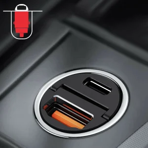 Car charger SWISSTEN, 12V-24V, PD 30W Type C + USB type A Nano, Black 3