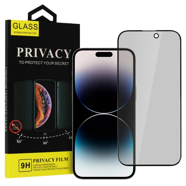 Стъклен Протектор 5D Full Glue PRIVACY за iPhone 14 Pro Max, Черен 2