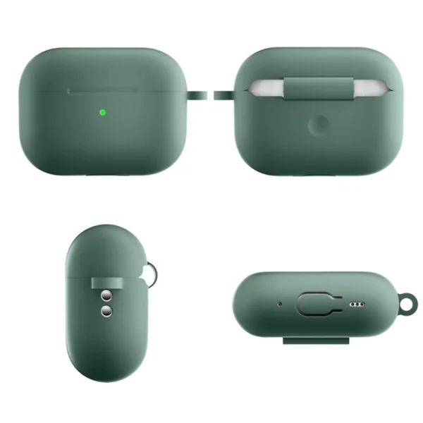 Силиконов калъф Anti-drop за слушалки AirPods Pro 2, Тъмно зелен 5