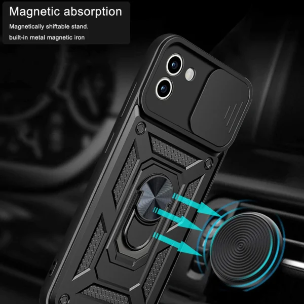 Удароустойчив гръб с поставка Camera Protection за Samsung Galaxy A03, черен 5