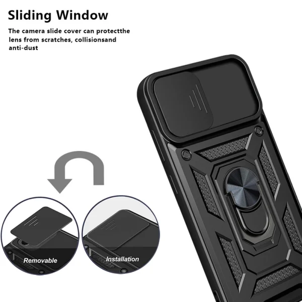 Удароустойчив гръб с поставка Camera Protection за Samsung Galaxy A03, черен 6