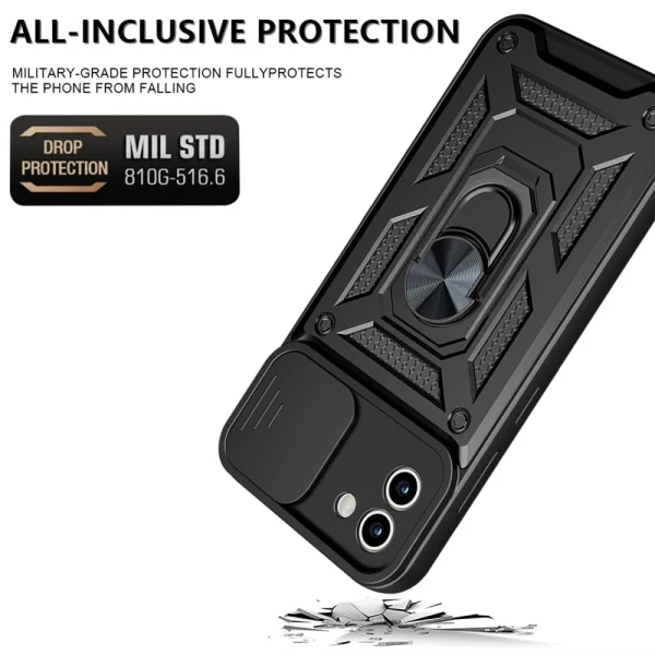 Удароустойчив гръб с поставка Camera Protection за Samsung Galaxy A03, черен 4