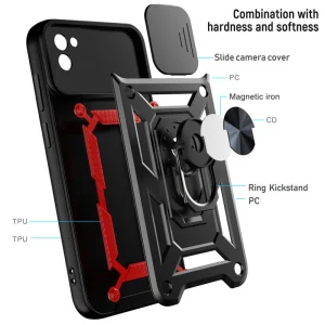 Удароустойчив гръб с поставка Camera Protection за Samsung Galaxy A03, черен 3