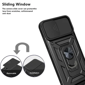 Удароустойчив гръб с поставка Camera Protection за Samsung Galaxy A03, черен 6