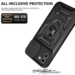 Удароустойчив гръб с поставка Camera Protection за Samsung Galaxy A03, черен 4