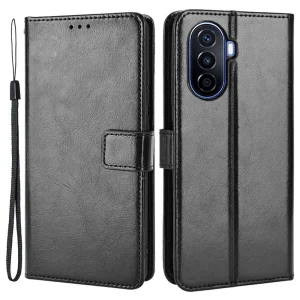 Калъф Тефтер Crazy Horse за Huawei nova Y70 4G / nova Y70 Plus 4G, черен
