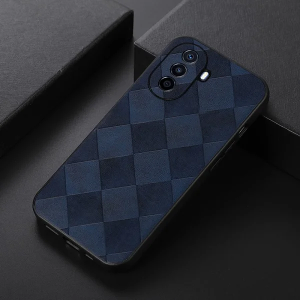 Shockproof case Leather Grid Texture for Huawei nova Y70 4G/nova Y70 Plus 4G/ Enjoy 50, blue 2
