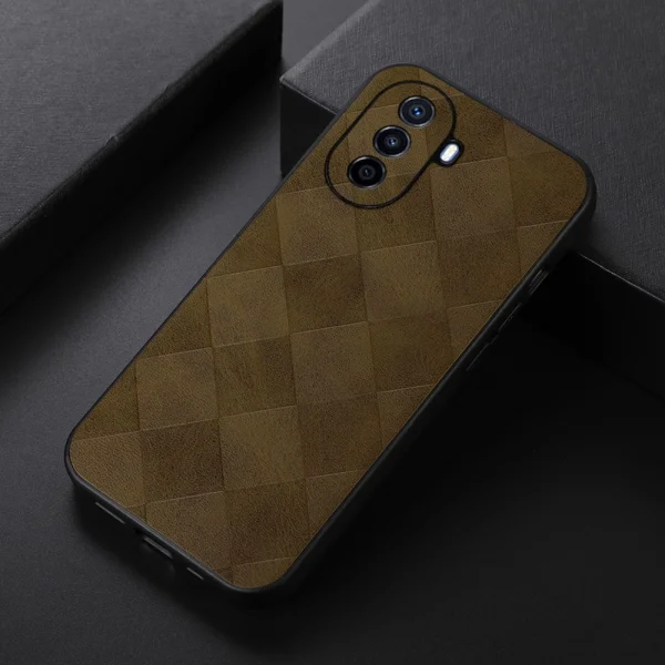 Удароустойчив калъф Leather Grid Texture за Huawei nova Y70 4G/nova Y70 Plus 4G/ Enjoy 50, зелен 2