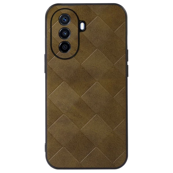 Удароустойчив калъф Leather Grid Texture за Huawei nova Y70 4G/nova Y70 Plus 4G/ Enjoy 50, зелен 1