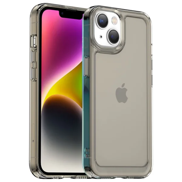 Silicone case Candy for iPhone 14 Plus, Transparent-Gray 1