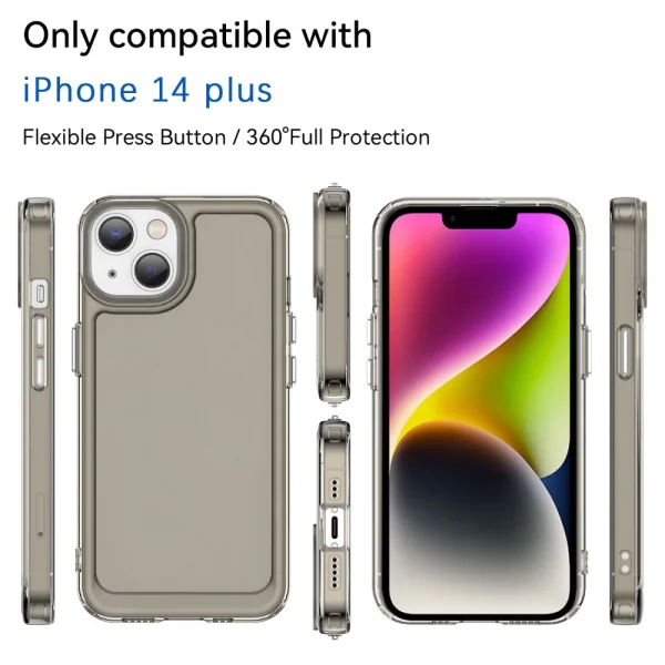 Silicone case Candy for iPhone 14 Plus, Transparent-Gray 2