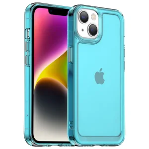 Силиконов калъф Candy за iPhone 14 Plus, Прозрачен-Син