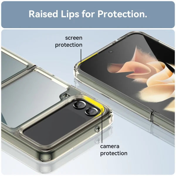 Удароустойчив калъф Acrylic Hybrid за Samsung Galaxy Z Flip4 5G, прозрачен-сив 6