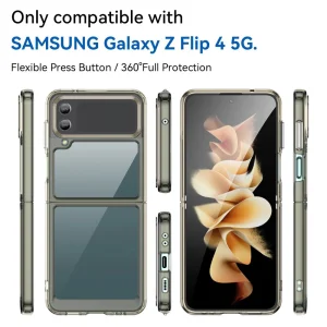 Удароустойчив калъф Acrylic Hybrid за Samsung Galaxy Z Flip4 5G, прозрачен-сив 3
