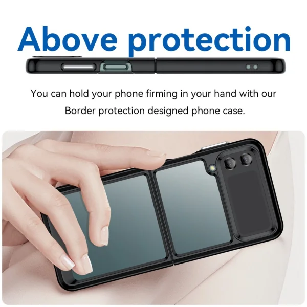 Удароустойчив калъф Acrylic Hybrid за Samsung Galaxy Z Flip4 5G,прозрачно-черен 4