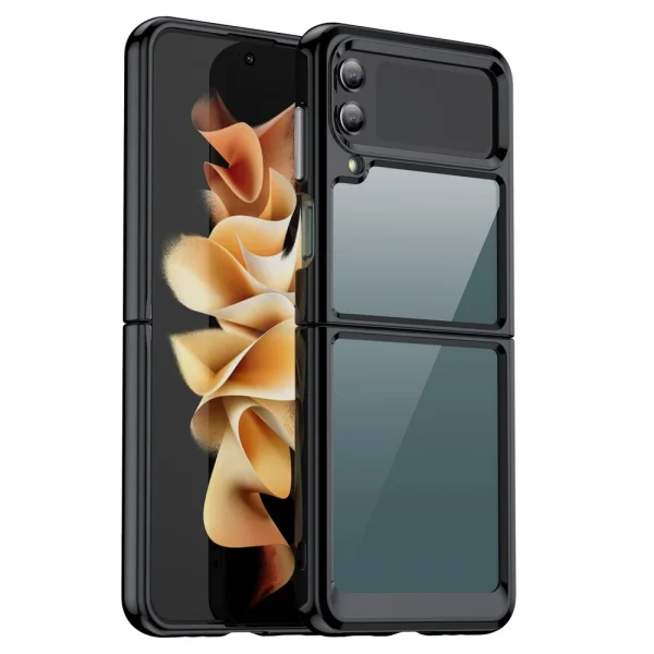 Удароустойчив калъф Acrylic Hybrid за Samsung Galaxy Z Flip4 5G,прозрачно-черен 1