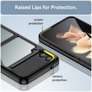 Удароустойчив калъф Acrylic Hybrid за Samsung Galaxy Z Flip4 5G,прозрачно-черен 5