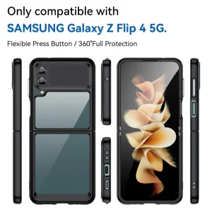 Удароустойчив калъф Acrylic Hybrid за Samsung Galaxy Z Flip4 5G,прозрачно-черен 3