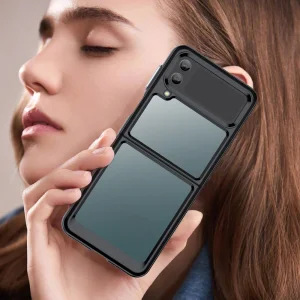 Удароустойчив калъф Acrylic Hybrid за Samsung Galaxy Z Flip4 5G,прозрачно-черен 6