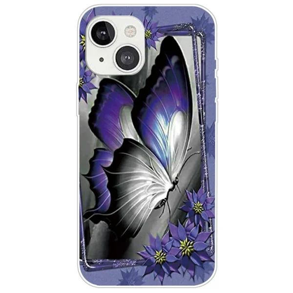Силиконов Калъф за iPhone 14, Лилава пеперуда 1