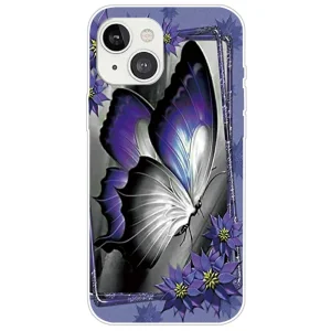 Силиконов Калъф за iPhone 14, Лилава пеперуда