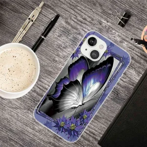 Силиконов Калъф за iPhone 14, Лилава пеперуда 3