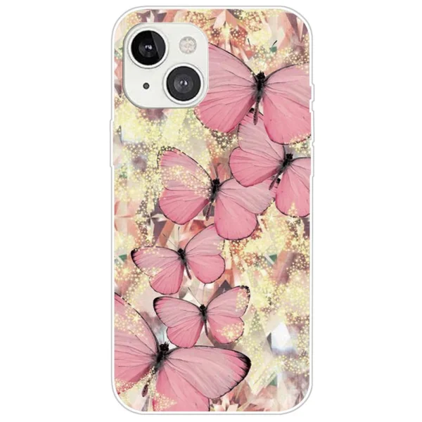Silicone Case for iPhone 14, Pink Butterfly 1