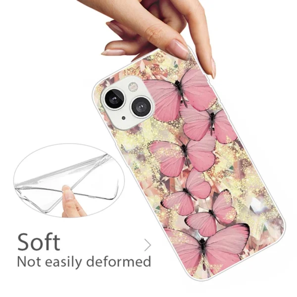 Silicone Case for iPhone 14, Pink Butterfly 2