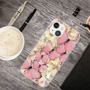 Silicone Case for iPhone 14, Pink Butterfly 3