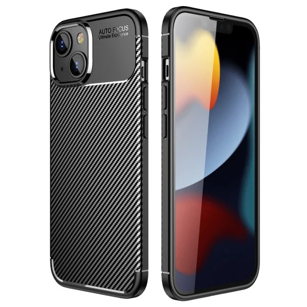 Силиконов Калъф Carbon Fiber Texture за iPhone 14, черен 1