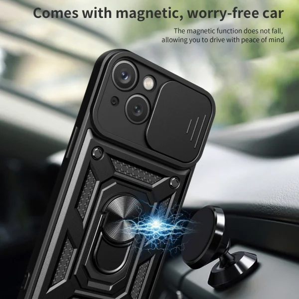 Shockproof back cover with stand for Iphone 14, black 4