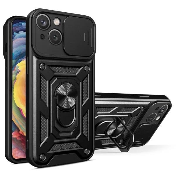Shockproof back cover with stand for Iphone 14, black 1