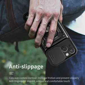 Shockproof back cover with stand for Iphone 14, black 6