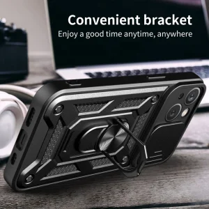 Shockproof back cover with stand for Iphone 14, black 3