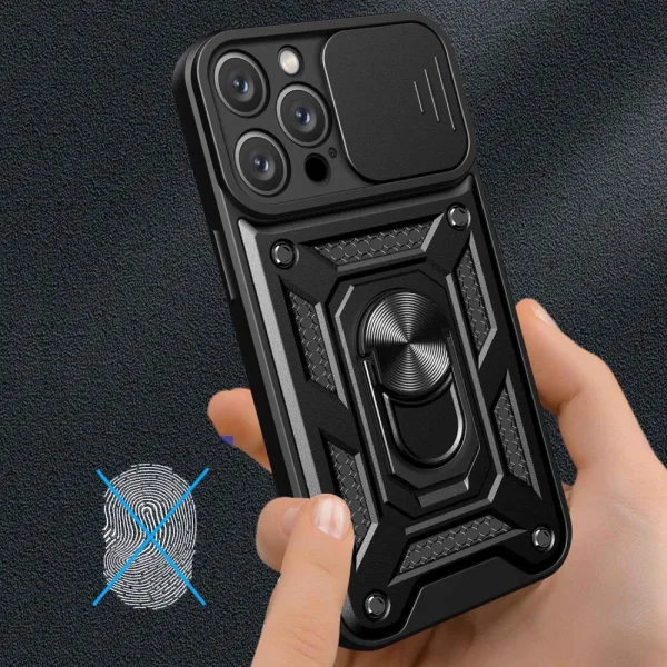 Удароустойчив калъф за Iphone 14 Pro, с поставка, черен 3
