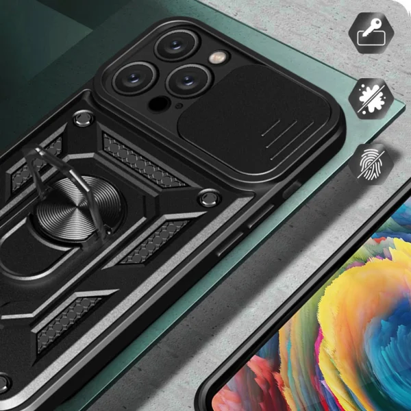 Удароустойчив калъф за Iphone 14 Pro, с поставка, черен 4