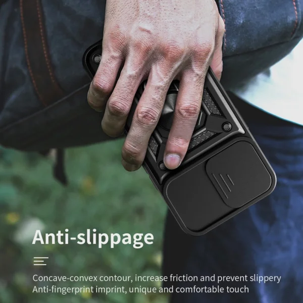 Удароустойчив калъф за Iphone 14 Pro, с поставка, черен 6