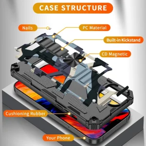 Shockproof back cover with Military stand for Iphone 14, blue camouflage 6