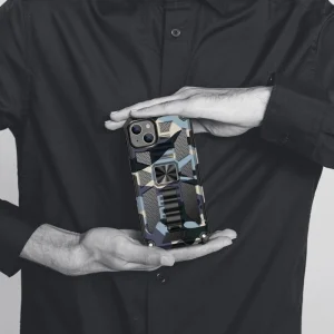 Shockproof back cover with Military stand for Iphone 14, blue camouflage 5