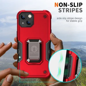 Shockproof Kickstand back cover for Iphone 14, stand, red 4